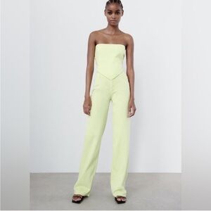 Zara Lime Green Wide Leg Jeans Size 8